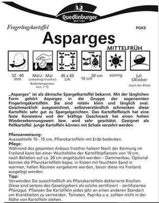 Pflanzkartoffel Asparges (10 Stück)