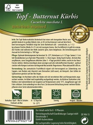 Topf-Butternut Krbis Butterbush improved